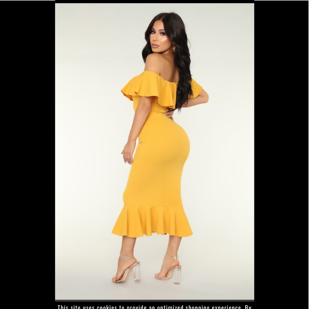 Fashionnova mustard moments like this ruffle dress